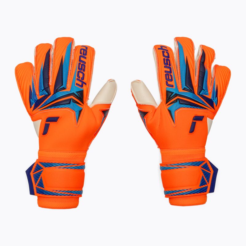 Goalkeeper gloves Reusch Attrakt Gold X Evolution shocking orange/blue 2