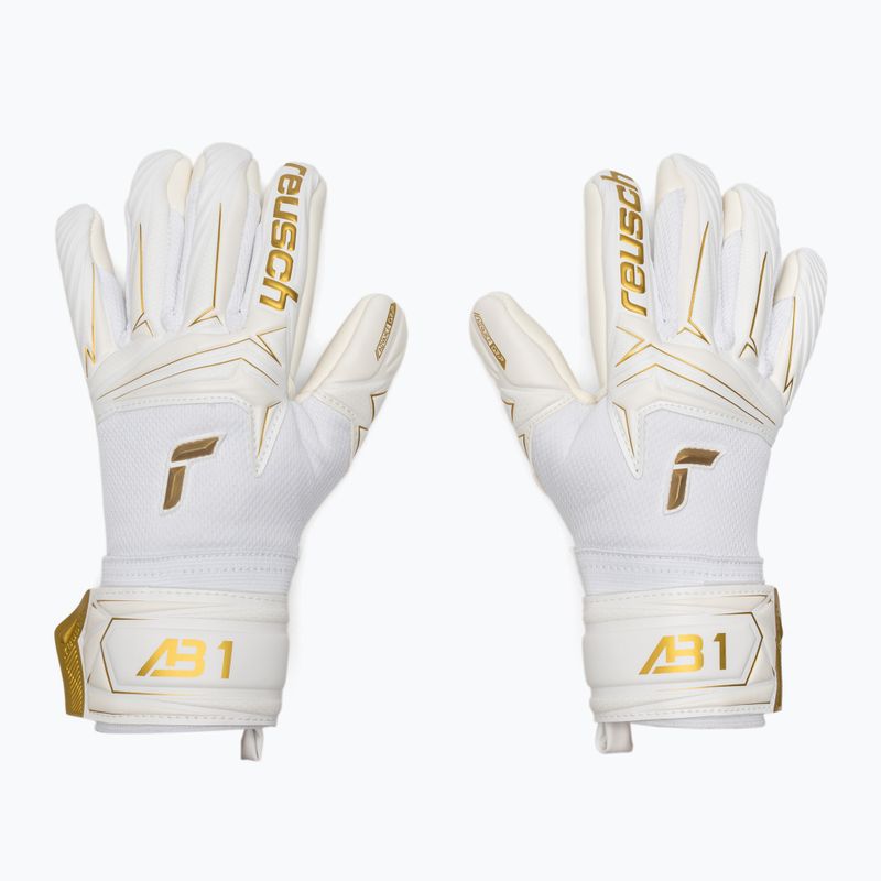 Children's goalkeeper gloves Reusch Attrakt AB1 Advance Junior white/gold 2
