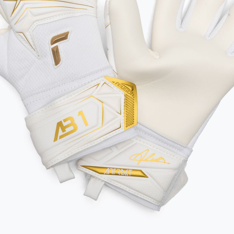 Children's goalkeeper gloves Reusch Attrakt AB1 Advance Junior white/gold 5