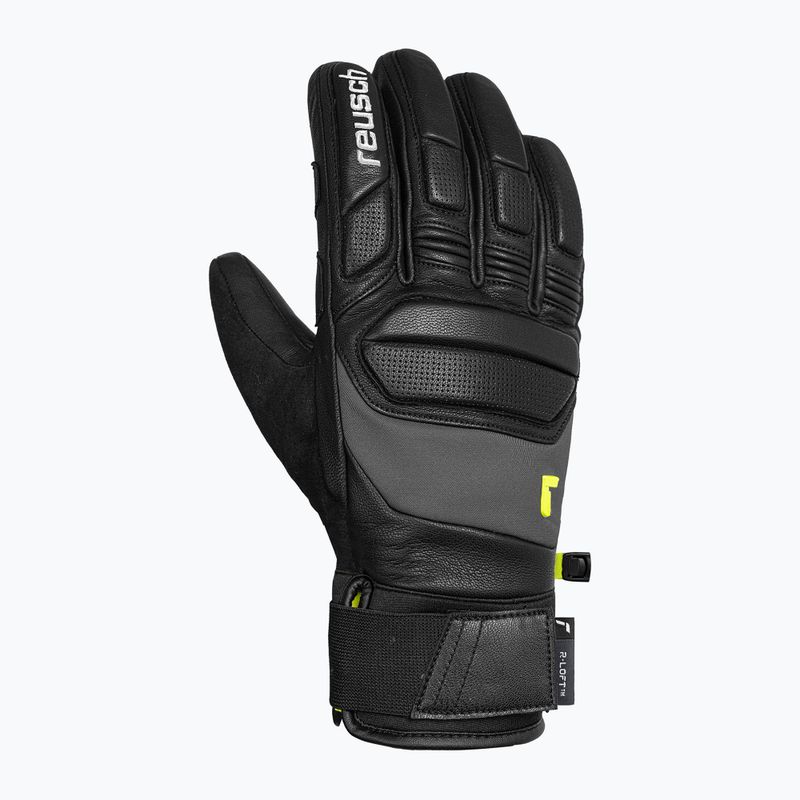 Ski gloves Reusch Profi SL black/dark granite/safety yellow 2