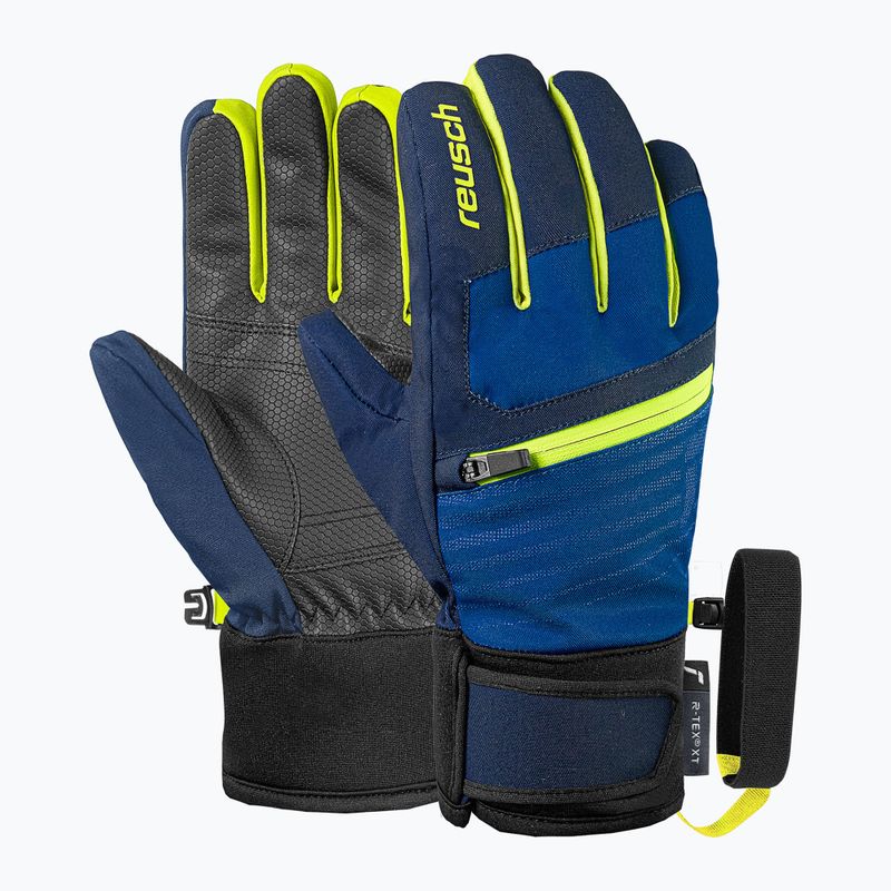 Children's ski gloves Reusch Leo R-Tex XT black/imperial blue/safety yellow