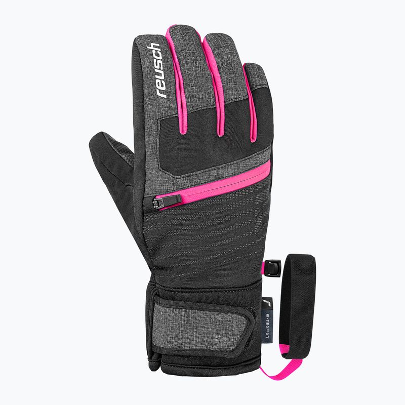 Children's ski gloves Reusch Leo R-Tex XT black/black melange/pink glo 2