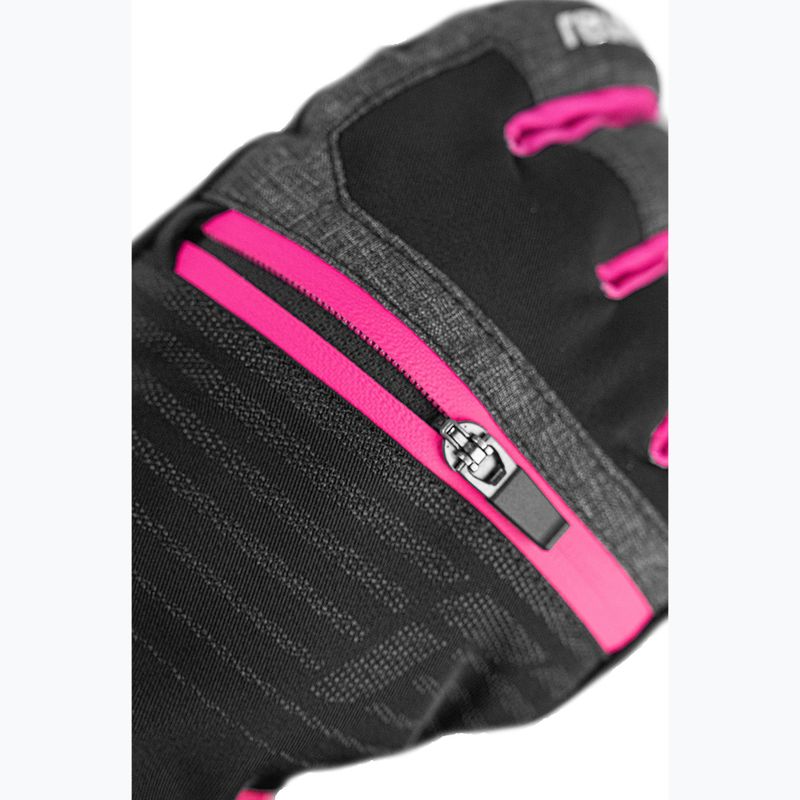 Children's ski gloves Reusch Leo R-Tex XT black/black melange/pink glo 6