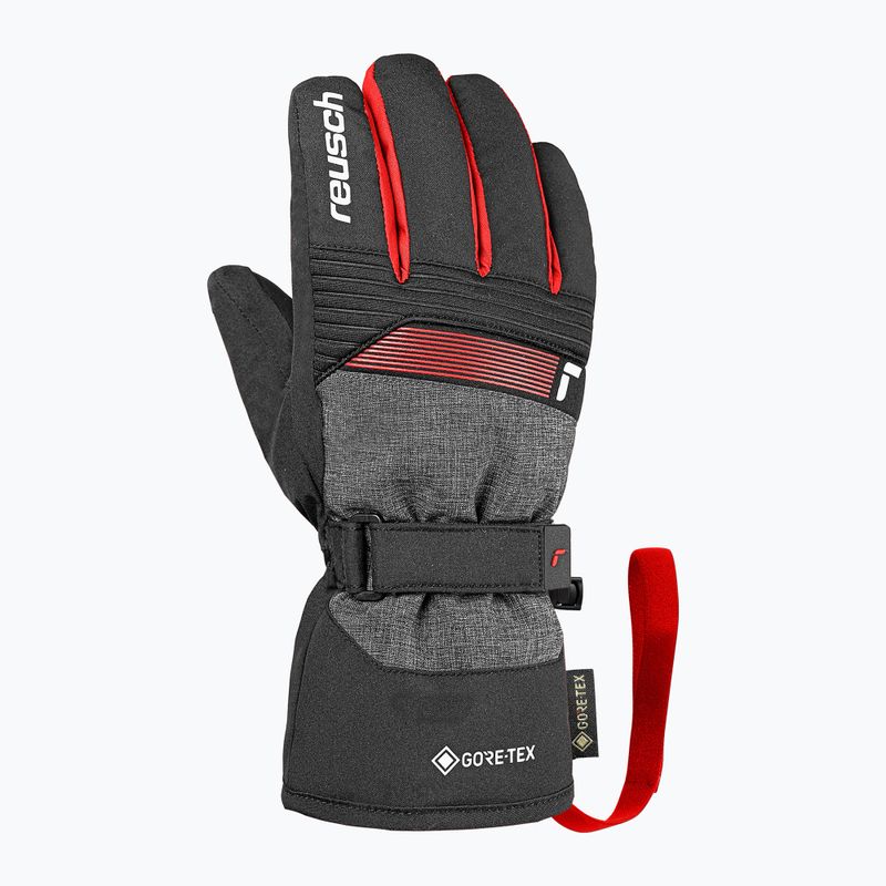 Children's ski gloves Reusch Rocket GORE-TEX black/black melange/fire red 2