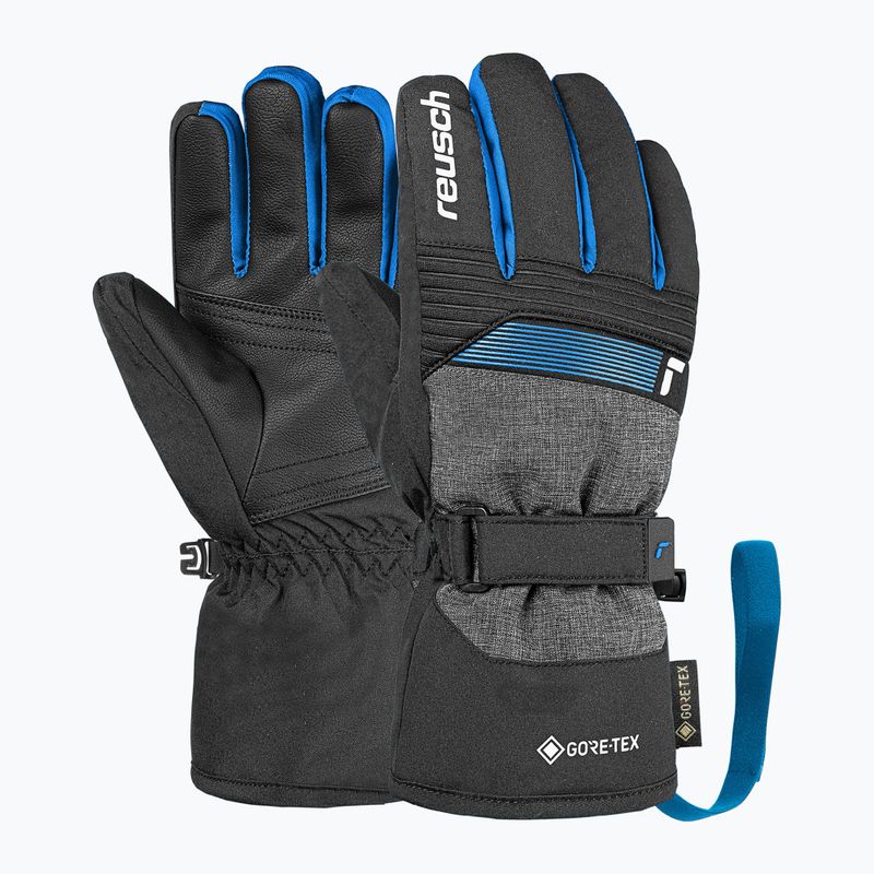 Children's ski gloves Reusch Rocket GORE-TEX black/black melange/brilliant blue