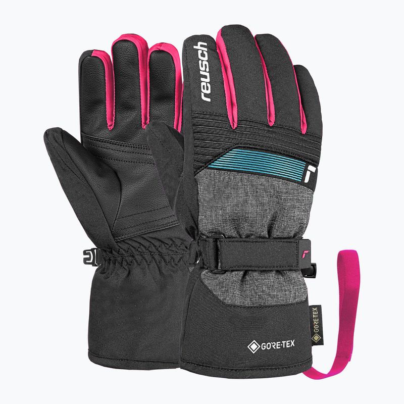 Children's ski gloves Reusch Rocket GORE-TEX black/black melange/pink glo
