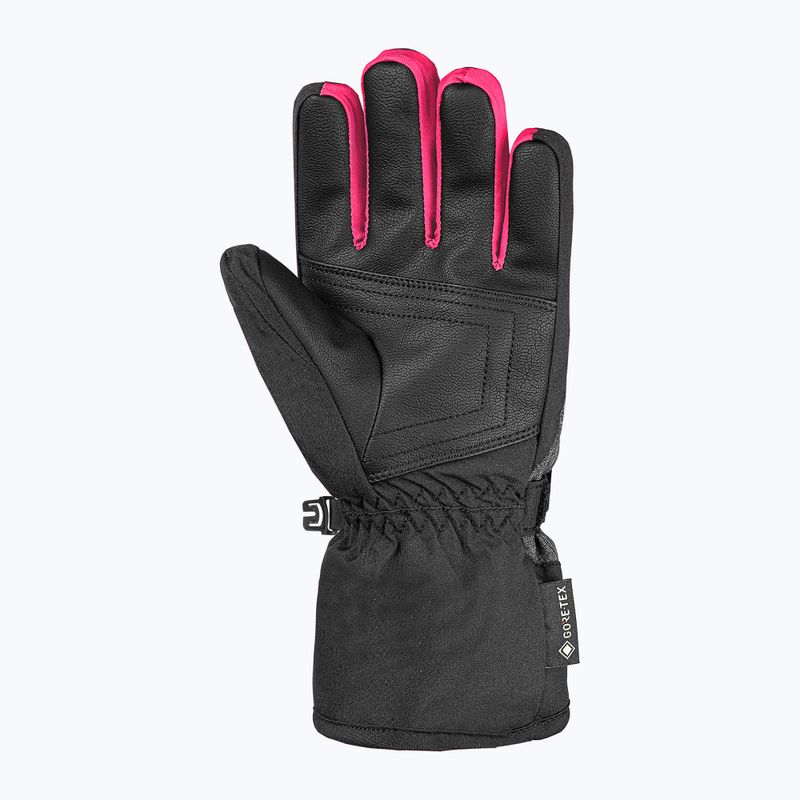 Children's ski gloves Reusch Rocket GORE-TEX black/black melange/pink glo 2