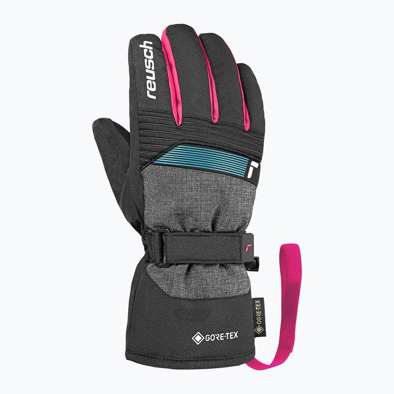 Children's ski gloves Reusch Rocket GORE-TEX black/black melange/pink glo 3