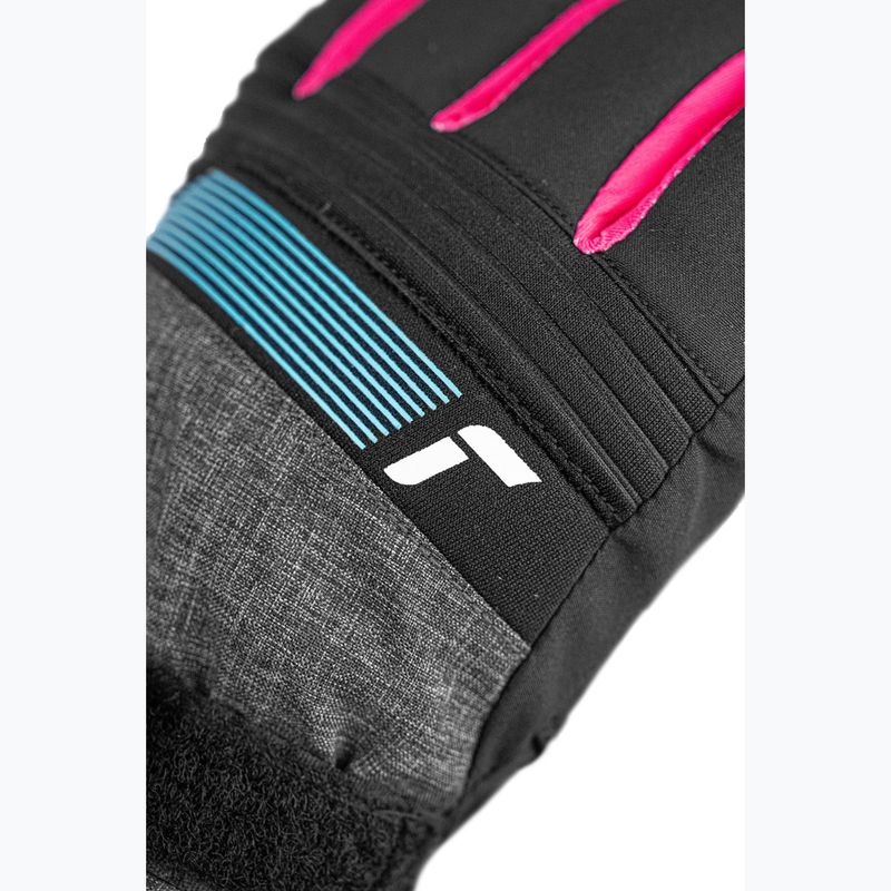 Children's ski gloves Reusch Rocket GORE-TEX black/black melange/pink glo 5