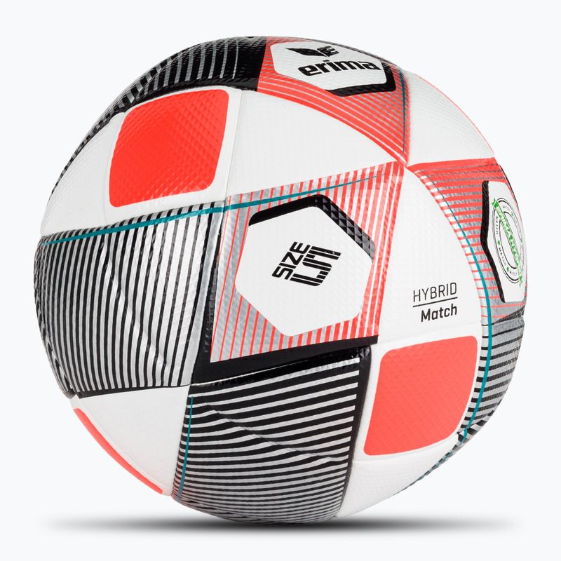 ERIMA Hybrid Match silver/fiery-coral football size 5 2