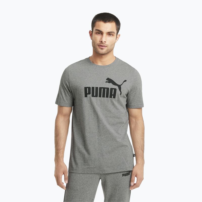 Men's PUMA Ess Logo Tee medium gray heather T-shirt