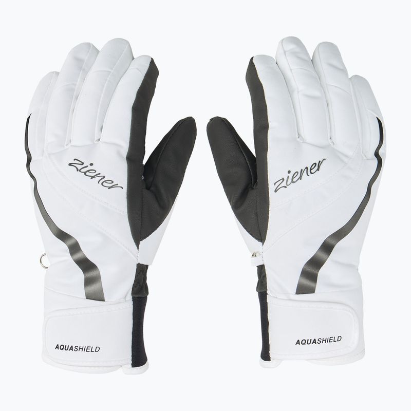 Women's Ski Gloves ZIENER Kitty Aquashield white 3