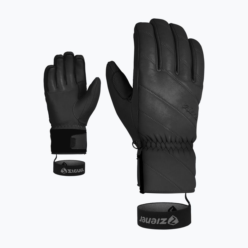 Women's Ski Gloves ZIENER Kuma Aquashield black 7
