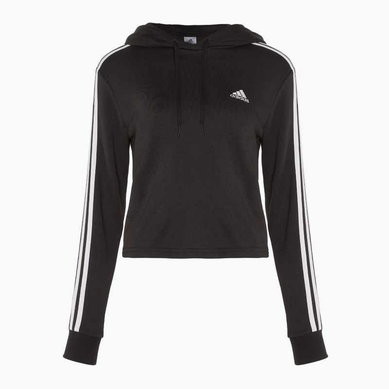 Women's adidas Essentials 3-Stripes Cropped Loose Fit sweatshirt black/white