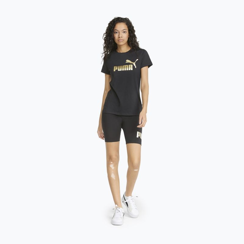 Women's PUMA ESS+ Metallic Logo Tee puma black/gold foll 2