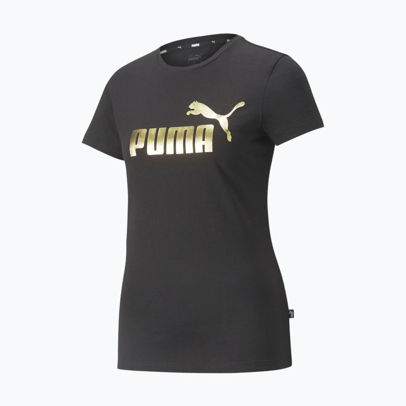 Women's PUMA ESS+ Metallic Logo Tee puma black/gold foll 4