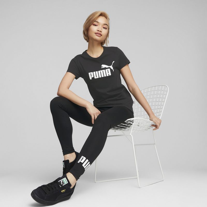 Women's PUMA ESS+ Metallic Logo Tee puma black/silver metallic 7