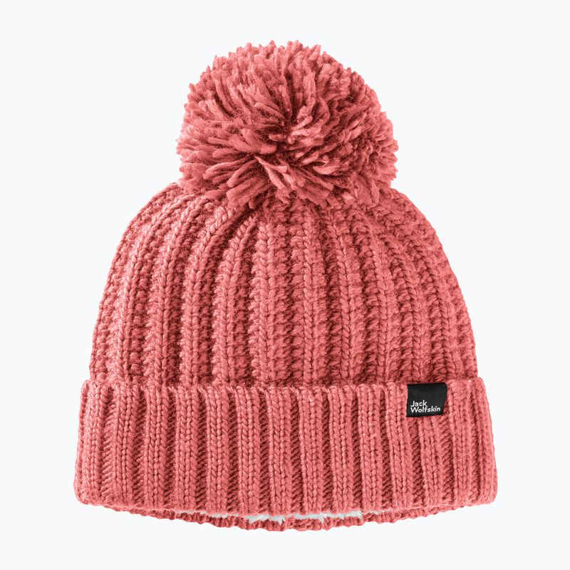 Women's winter beanie Jack Wolfskin Highloft Knit red coral