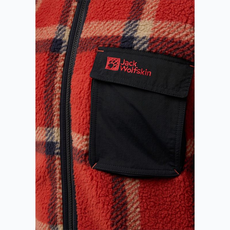 Men's Jack Wolfskin Fleece Sweatshirt Felslicht Check intense rust 4