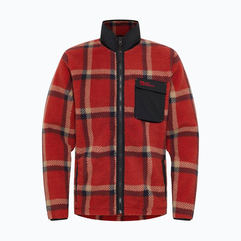 Men's Jack Wolfskin Fleece Sweatshirt Felslicht Check intense rust 6