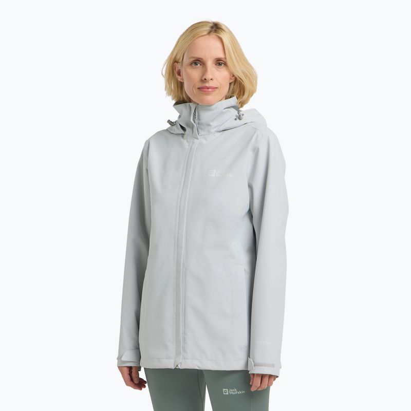 Jack Wolfskin women's rain jacket Trailtime 2L cool grey