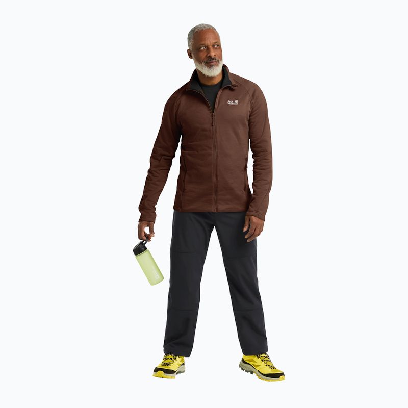 Men's trekking sweatshirt Jack Wolfskin Peak District Full Ziphot choc 2