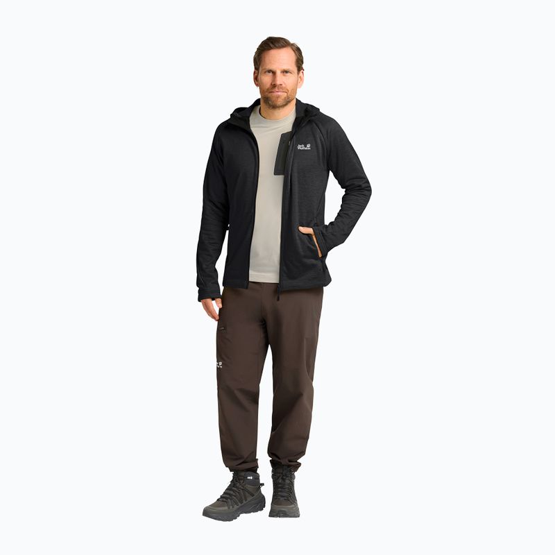 Men's trekking sweatshirt Jack Wolfskin Peak District Hooded Full Zip black 2