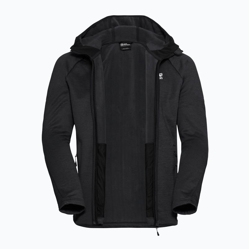Men's trekking sweatshirt Jack Wolfskin Peak District Hooded Full Zip black 9
