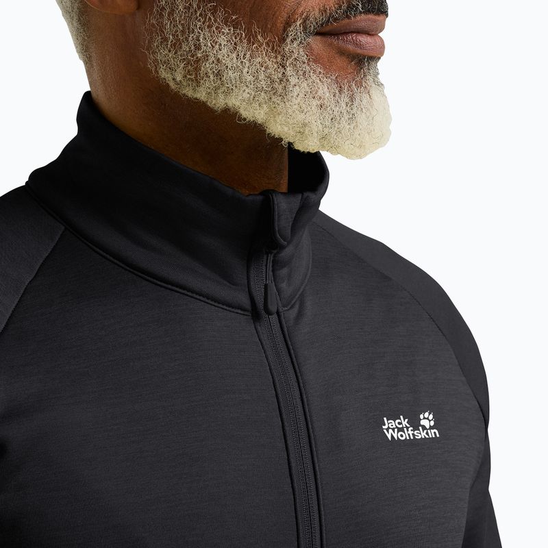 Men's trekking sweatshirt Jack Wolfskin Peak District Full Zip black 4