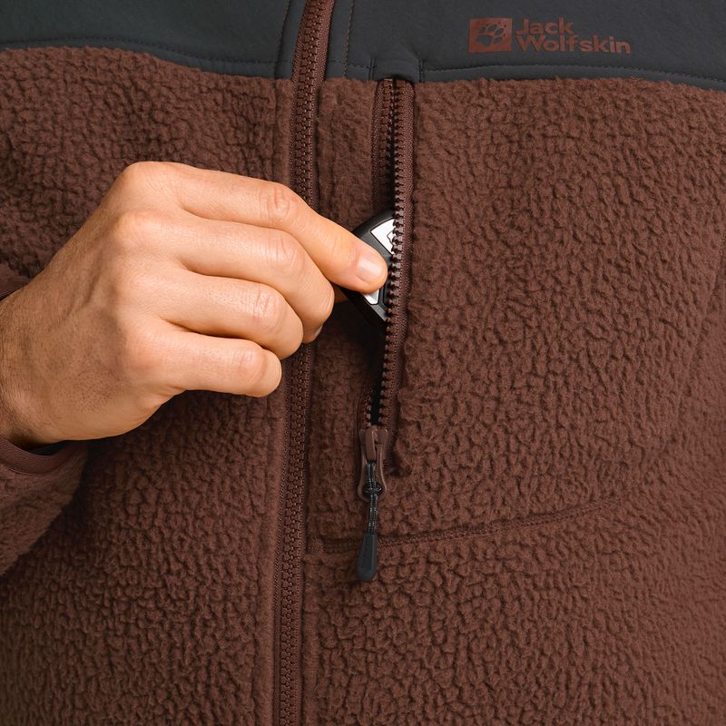 Men's fleece sweatshirt Jack Wolfskin Kammweg Pile Fz hot choc 5