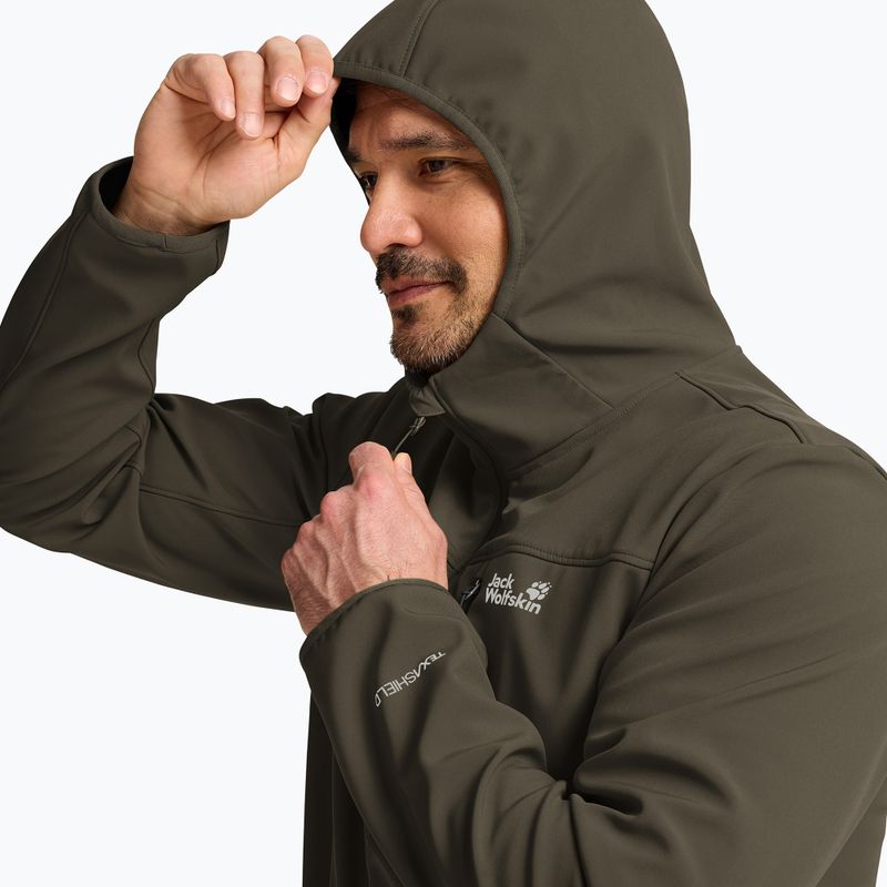 Men's wind jacket Jack Wolfskin Wild Winds Hooded obsidian moss 4