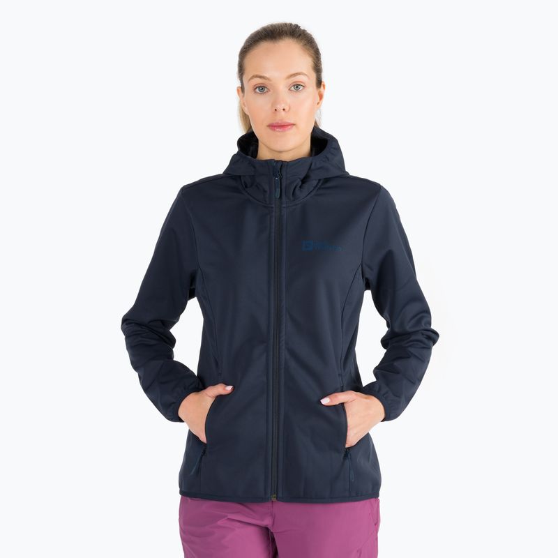 Jack Wolfskin women's softshell jacket Windhain Hoody navy blue 1307481_1010