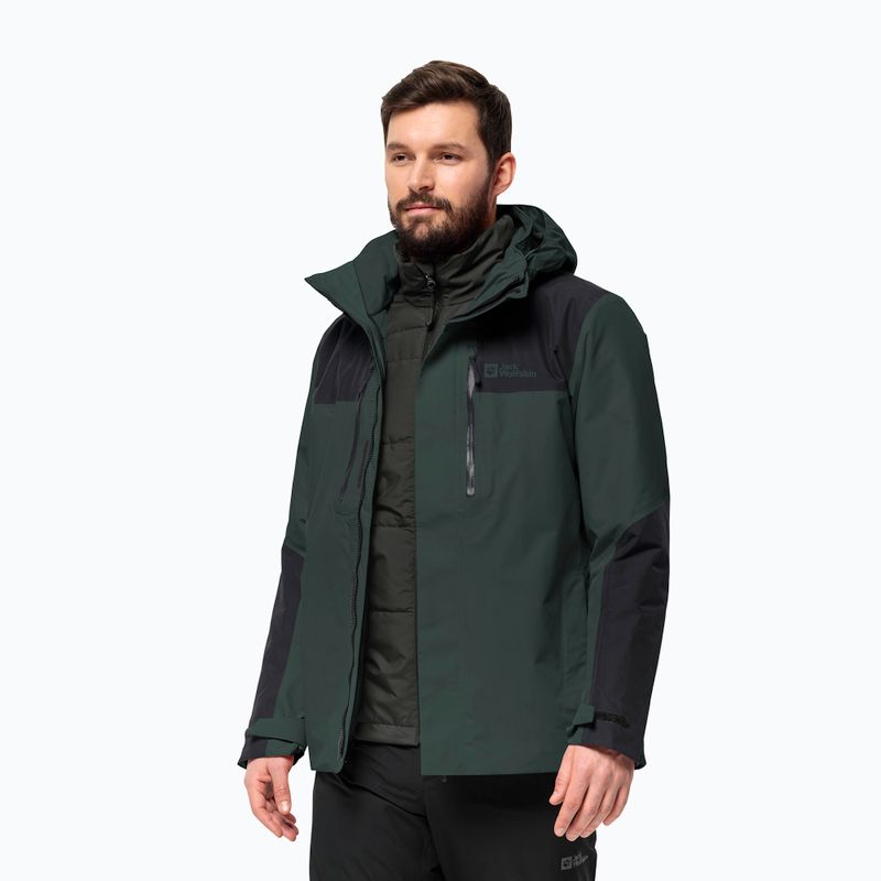 Jack Wolfskin men's Jasper 3in1 rain jacket black olive 2