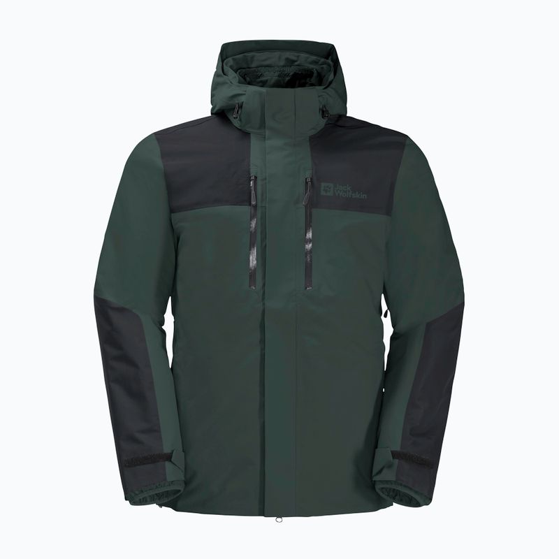 Jack Wolfskin men's Jasper 3in1 rain jacket black olive 8
