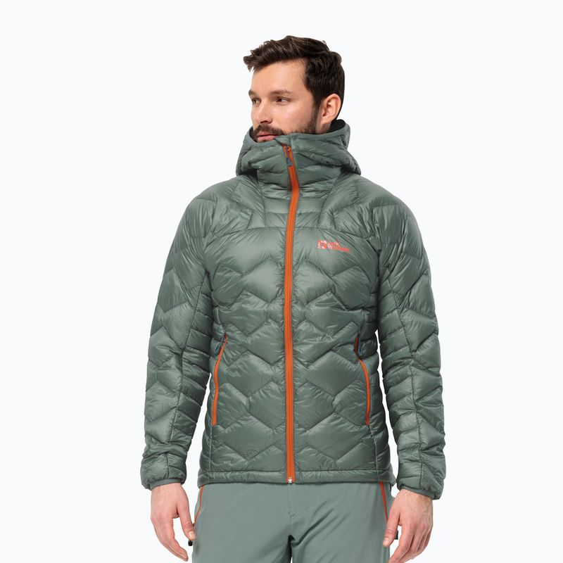 Jack Wolfskin Alpspitze Down Hoody hedge green men's ski jacket