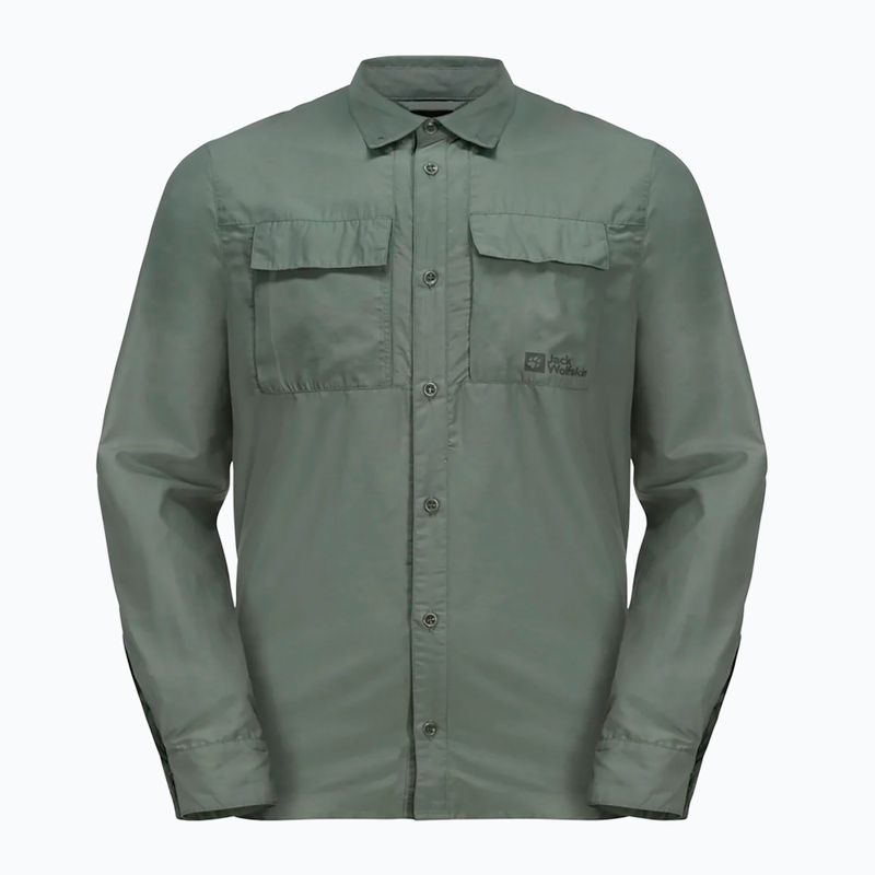 Jack Wolfskin Barrier L/S hedge green men's trekking shirt 5