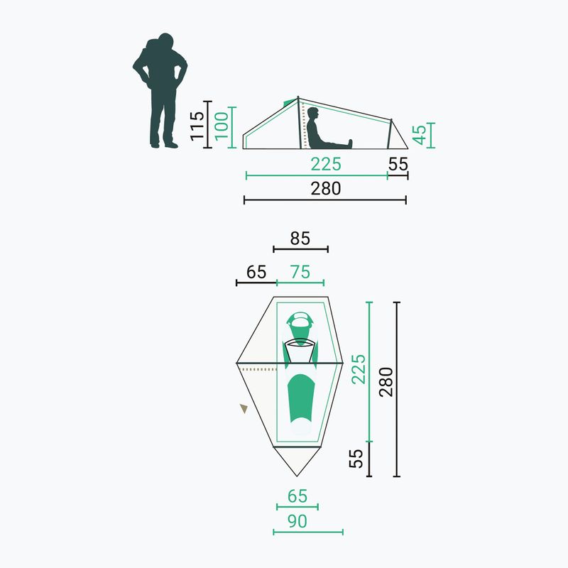1-person trekking tent Jack Wolfskin North Timer island moss 2