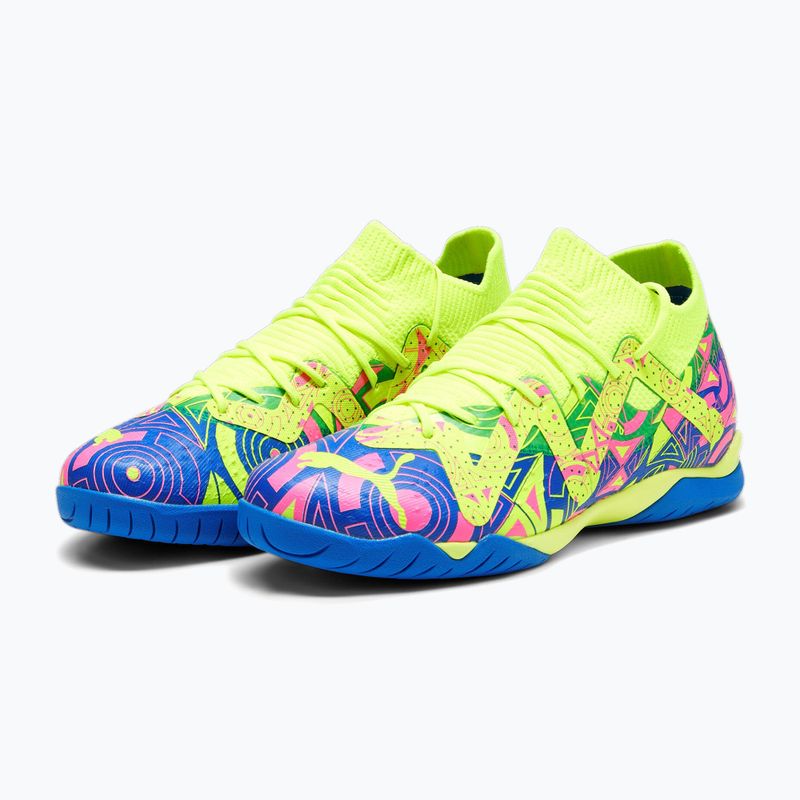 PUMA Future Match Energy IT + Mid Jr children's football boots ultra blue/yellow alert/luminous pink 13