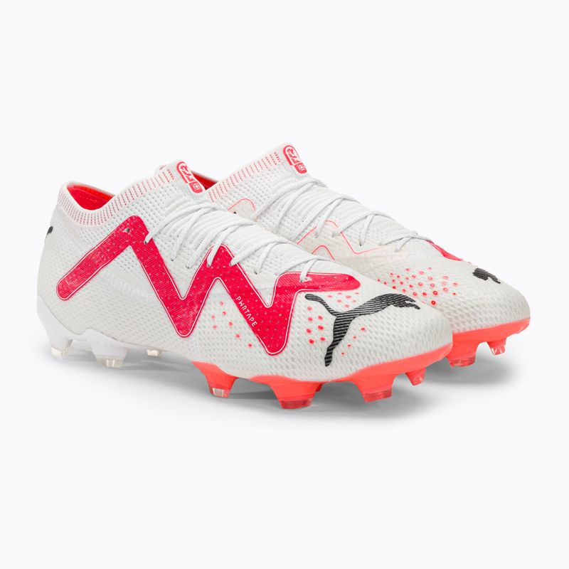 Men's football boots PUMA Future Ultimate Low FG/AG puma white/puma black/fire orchid 4