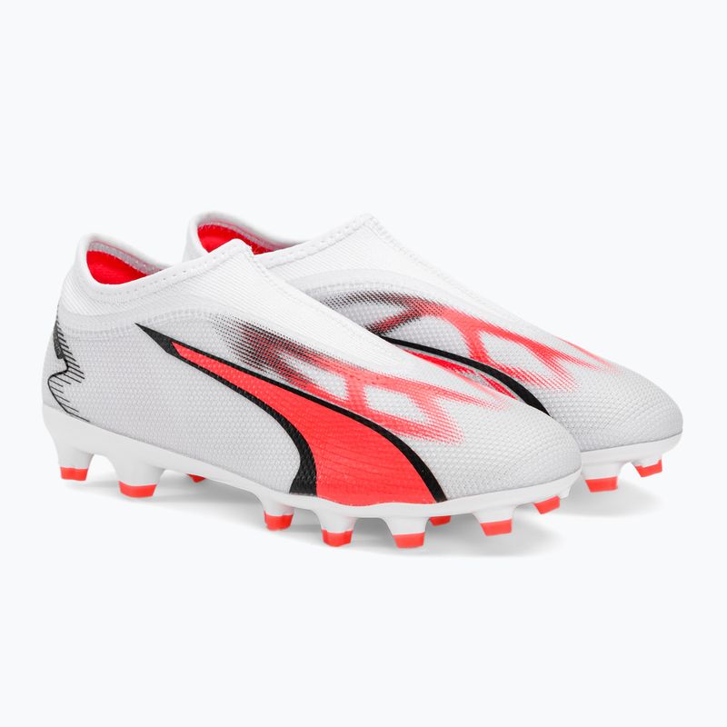 PUMA Ultra Match Ll FG/AG Jr children's football boots puma white/puma black/fire orchid 4