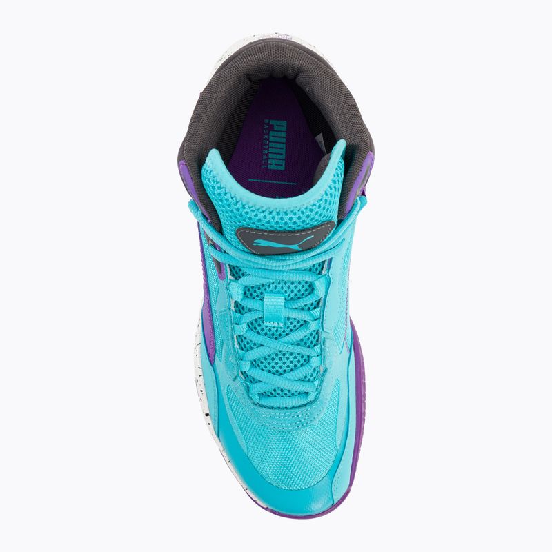 Men's basketball shoes PUMA Playmaker Pro Mid purple glimmer/bright aqua/strong gray/white 6