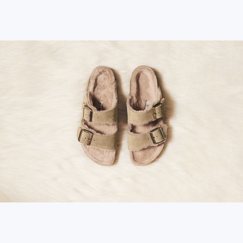 BIRKENSTOCK Arizona Shearling SL Regular taupe flip-flops 12
