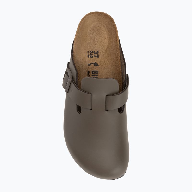 BIRKENSTOCK flip-flops Boston NL Narrow smooth leather concrete gray 5