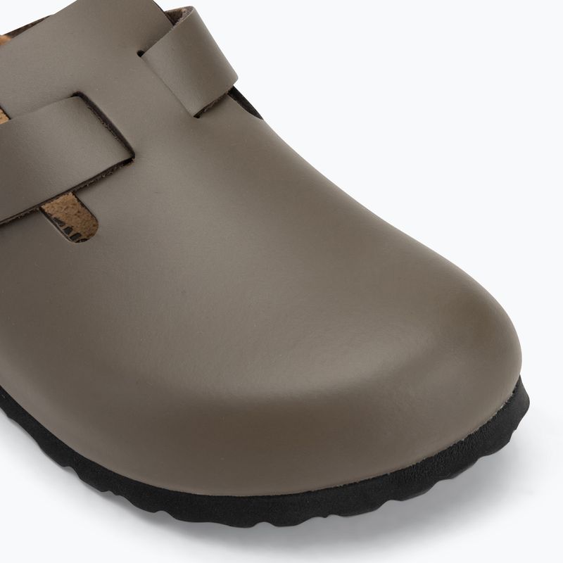 BIRKENSTOCK flip-flops Boston NL Narrow smooth leather concrete gray 7