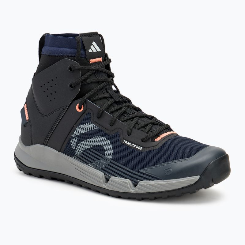 Men's platform cycling shoes adidas FIVE TEN Trailcross Mid Pro legend ink/grey three/coral fusion