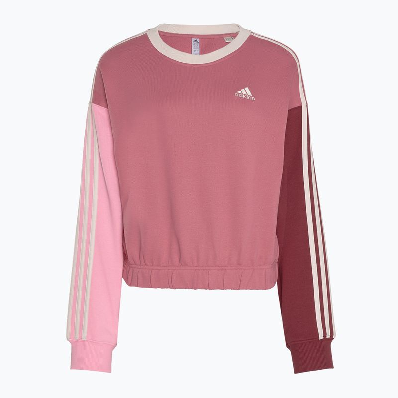 Women's adidas Essentials 3-Stripes Crop pink strata/shadow red/bliss pink/wonder quartz sweatshirt