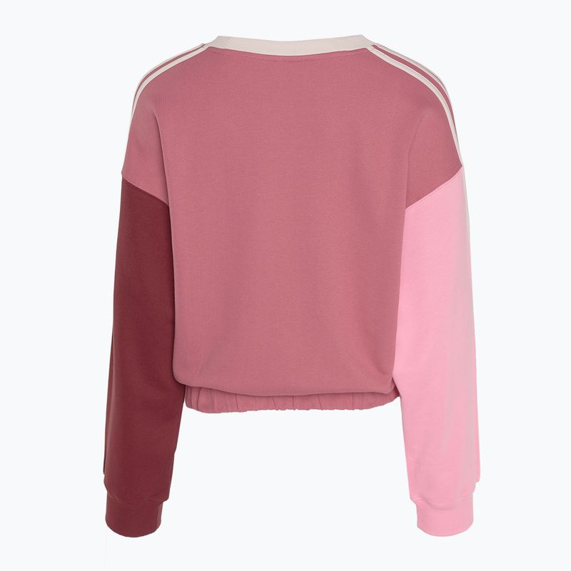 Women's adidas Essentials 3-Stripes Crop pink strata/shadow red/bliss pink/wonder quartz sweatshirt 2