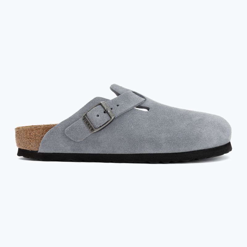 Slides BIRKENSTOCK Boston Suede Leather stone blue 2