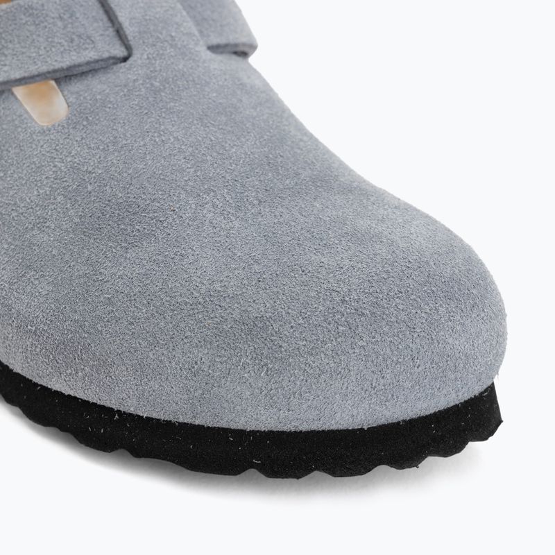 Slides BIRKENSTOCK Boston Suede Leather stone blue 7