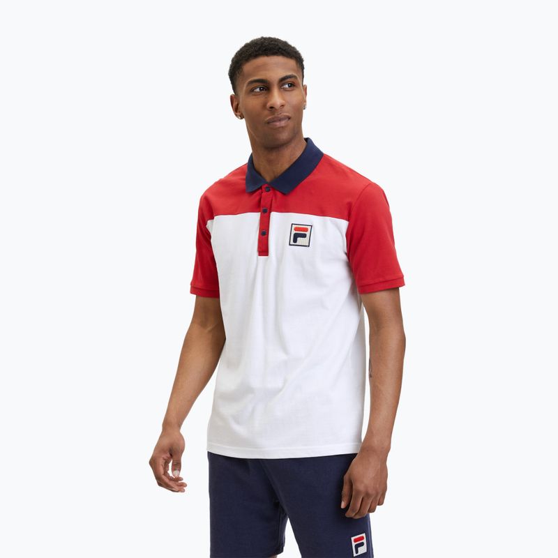 FILA men's polo shirt Lianshan Blocked bright white-true red